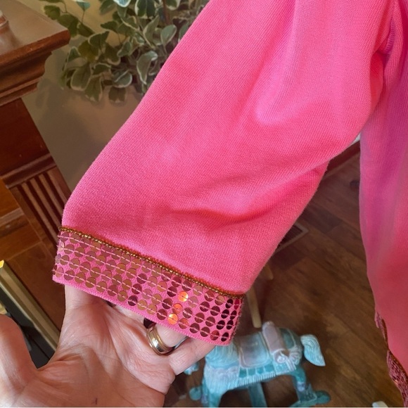 Quacker Factory • Pink Sequin Embellished 3/4 Sleeve Sweater • NWOT • Size 1x - Picture 3 of 8